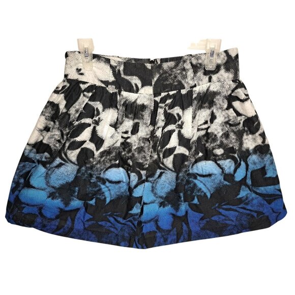 Byline Los Angeles Skirt Size 9 Black/White/Blue Floral Ombre A-Line - Picture 1 of 6